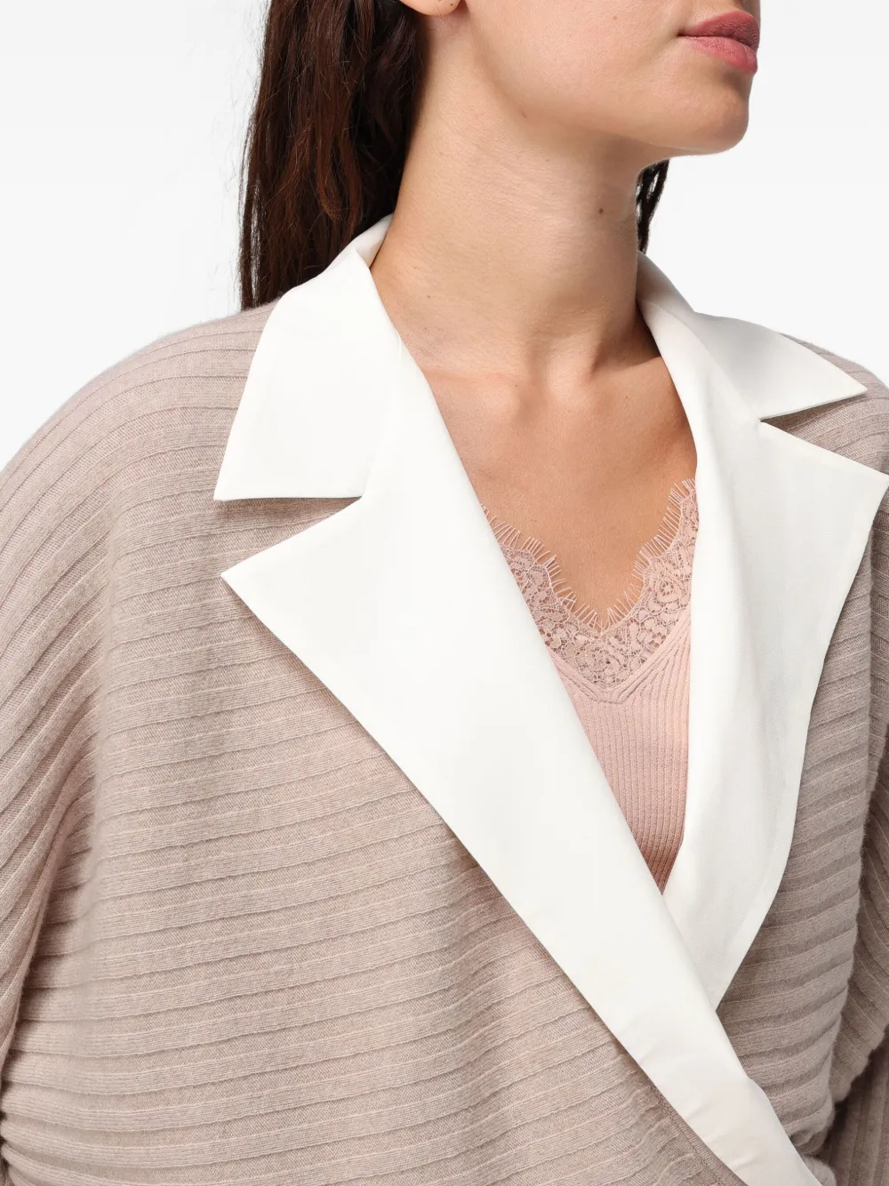 LIU JO Top met geribbelde kraag Beige