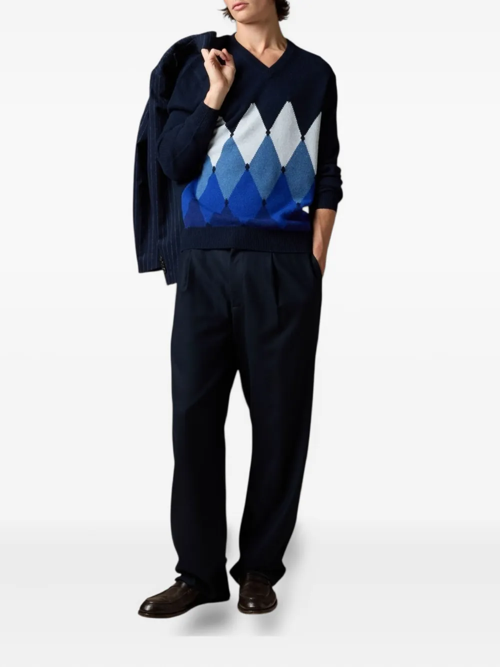 Ballantyne argyle v-neck sweater | Knitted Sweaters | Image 2