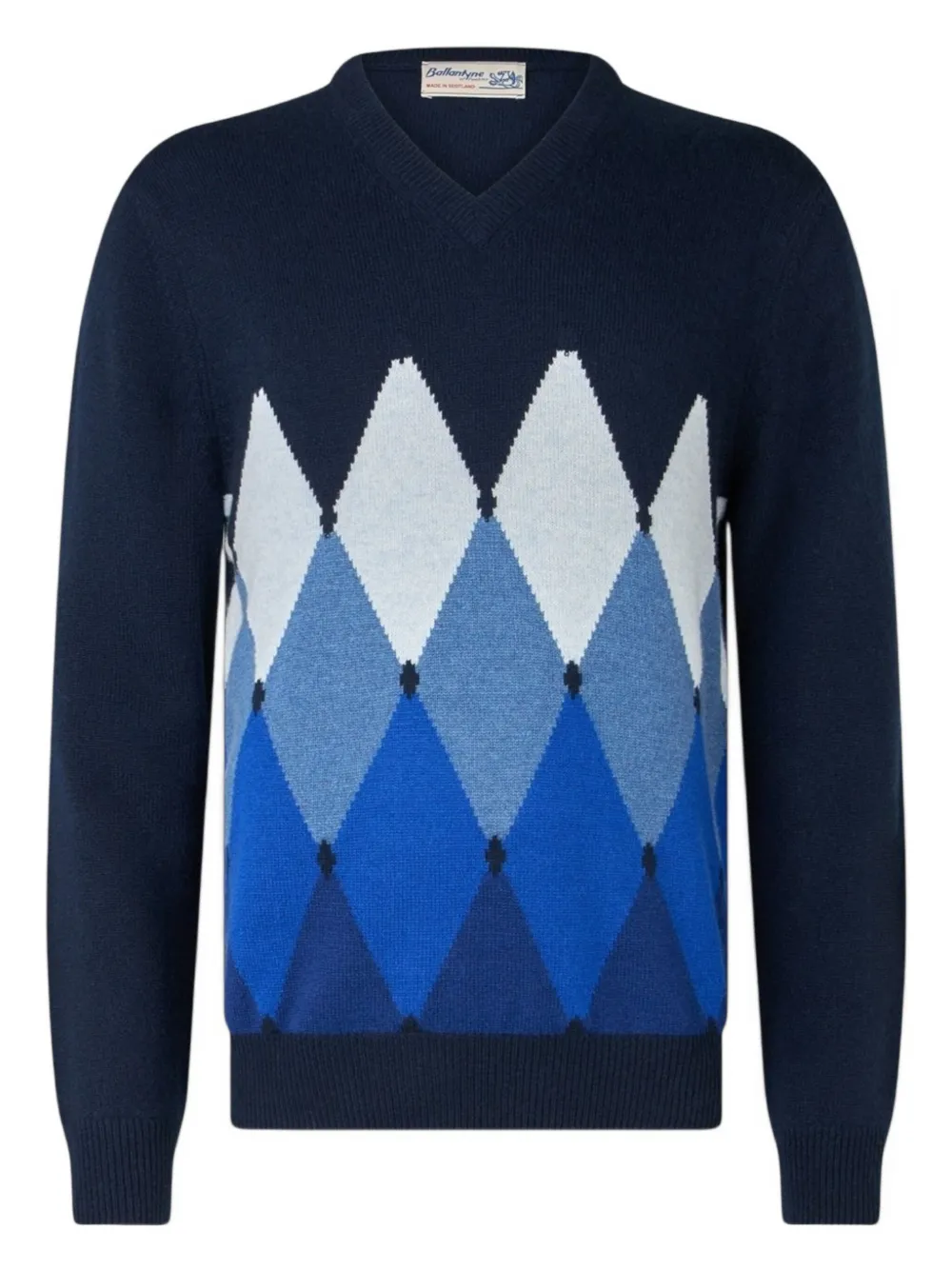 Ballantyne argyle v-neck sweater | Blue | Image 1