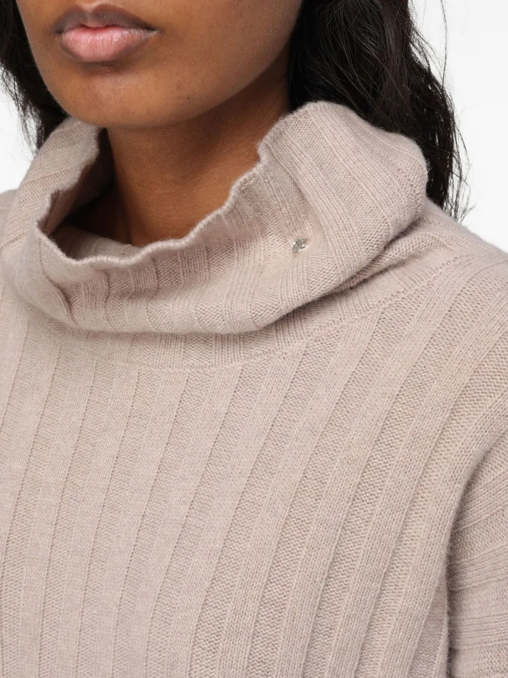 LIU JO Ribgebreide mini-jurk met col Beige