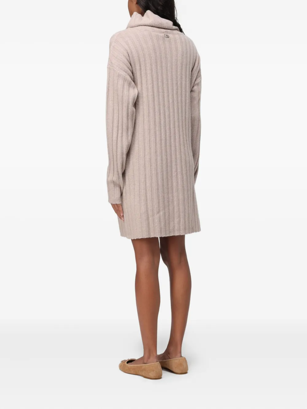 LIU JO ribbed-knit roll-neck mini dress - Beige