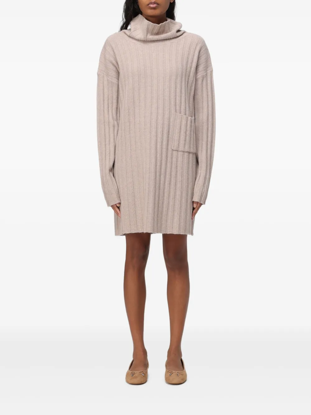 LIU JO ribbed-knit roll-neck mini dress - Toni neutri