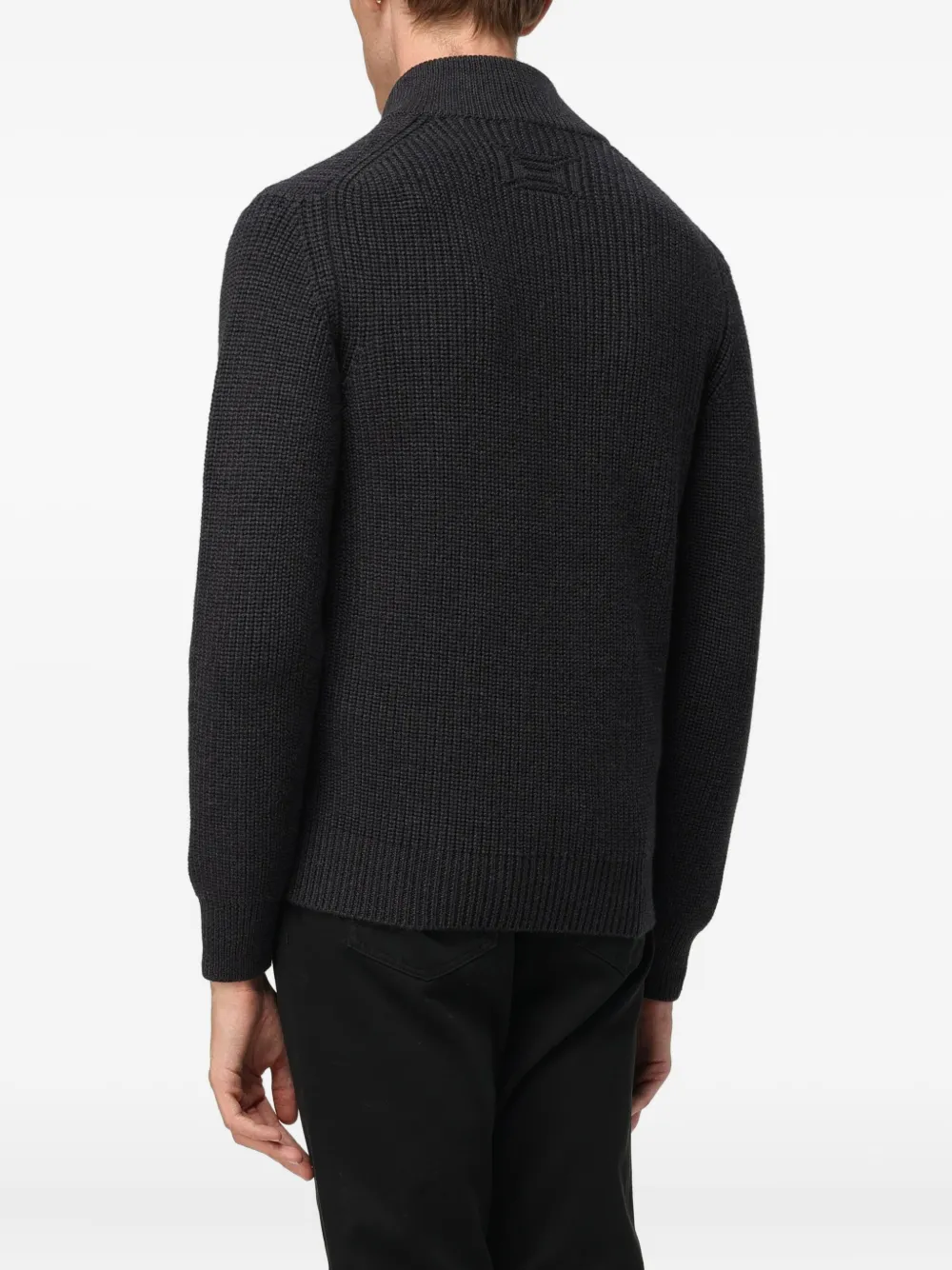 Drumohr Zip Long-sleeve Cardigan In Gray