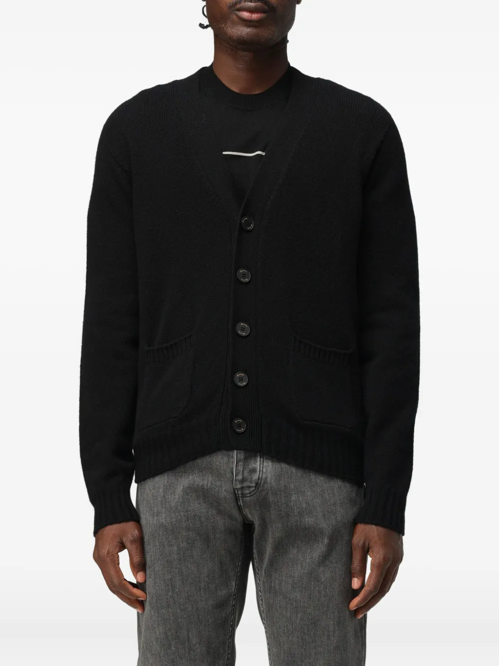 Drumohr V-neck patch-pocket cardigan | Black | Image 1