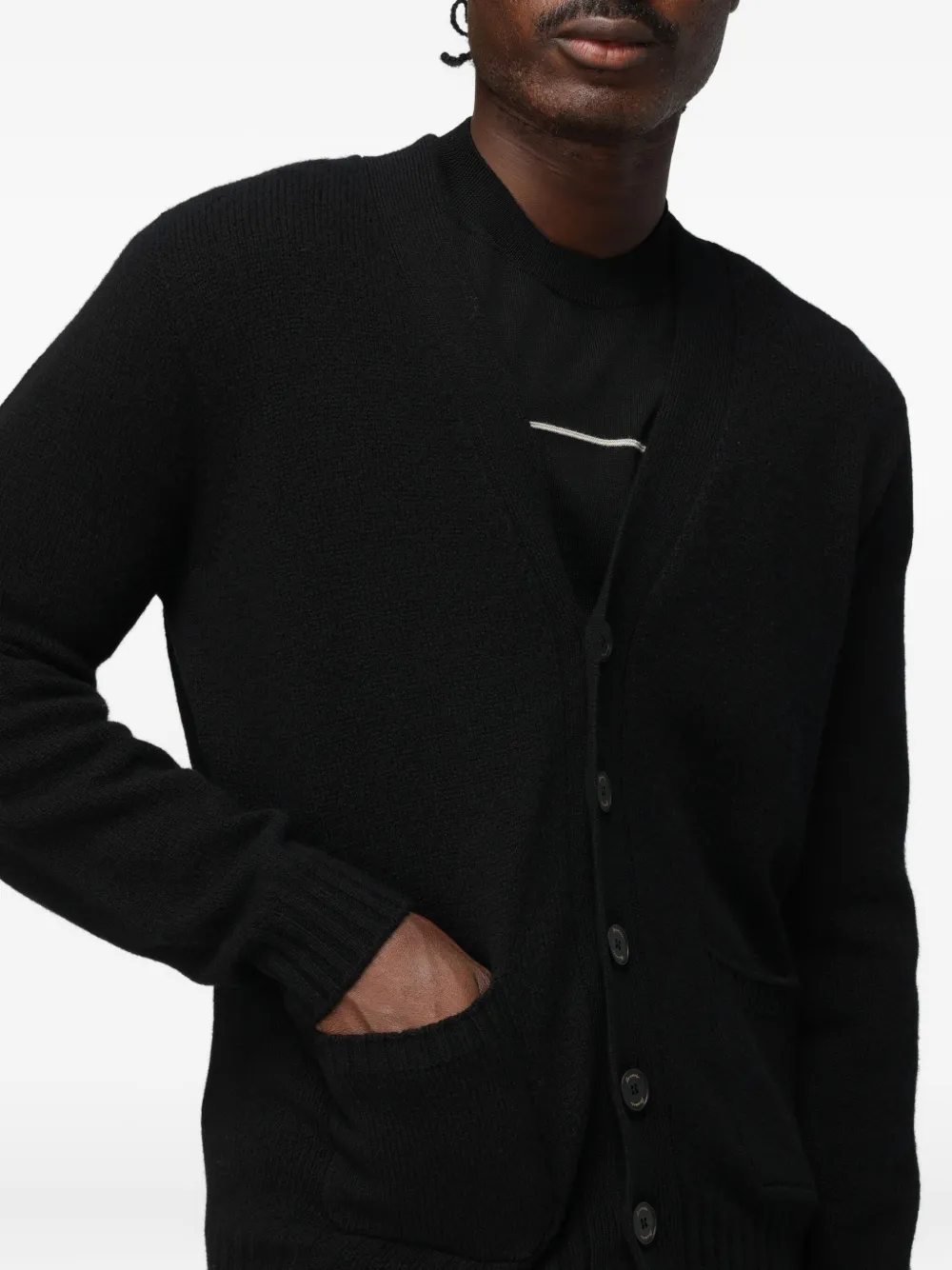 Drumohr V-neck Patch-pocket Cardigan In Black