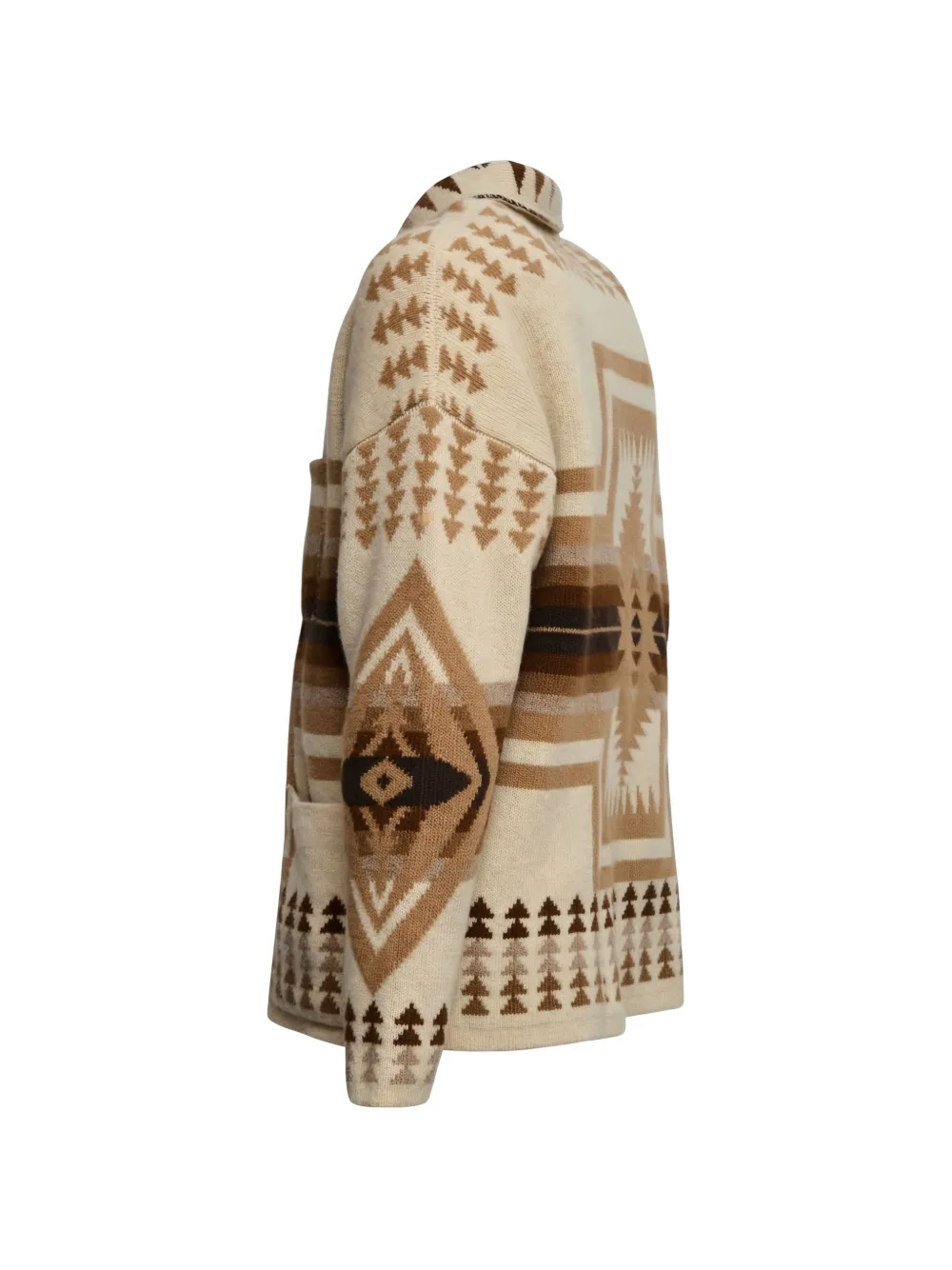 RAKKI Vest met geometrische print en knopen Beige