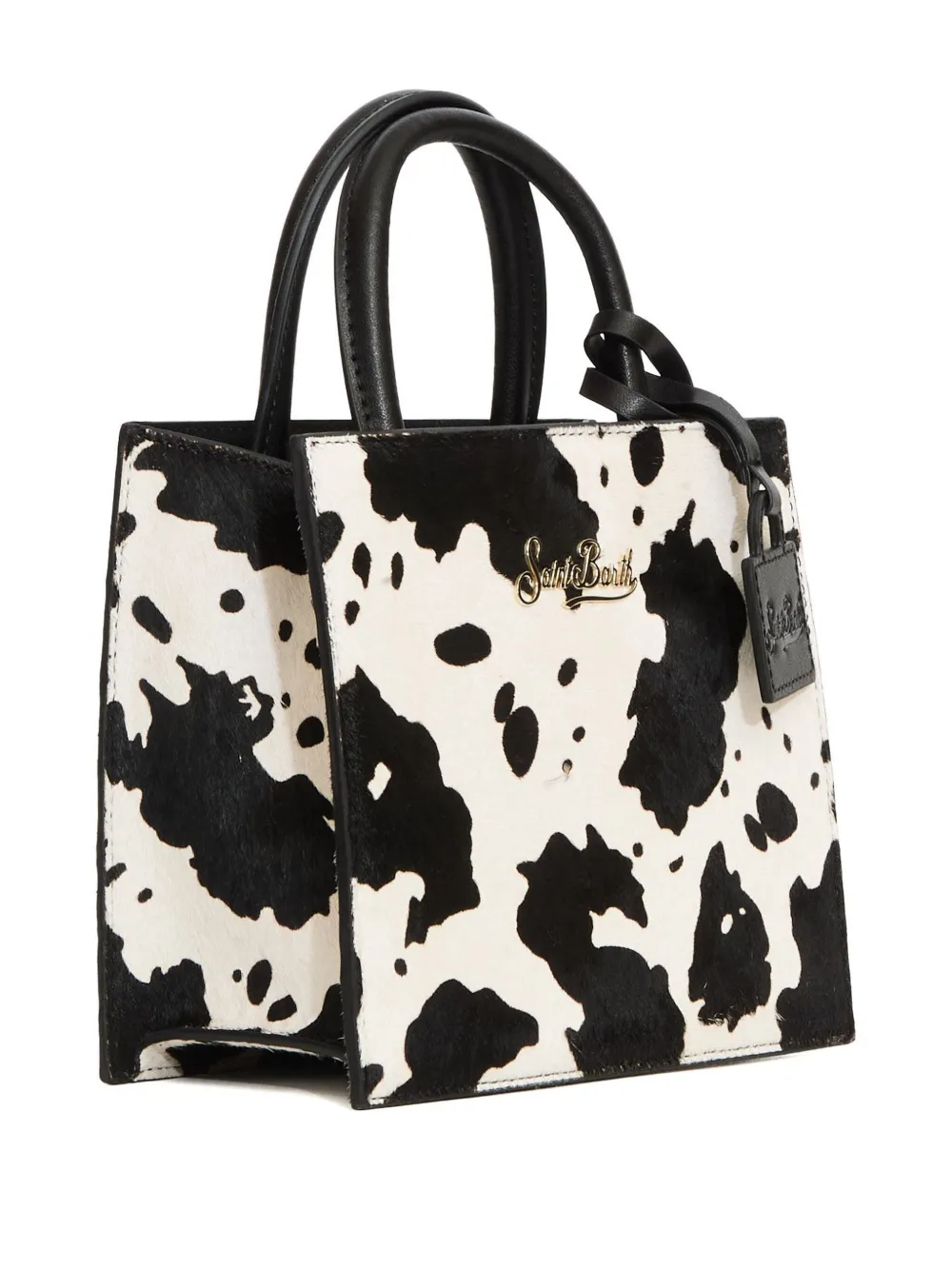Mc2 Saint Barth Mini Brushed Leather Shopper Bag In Black
