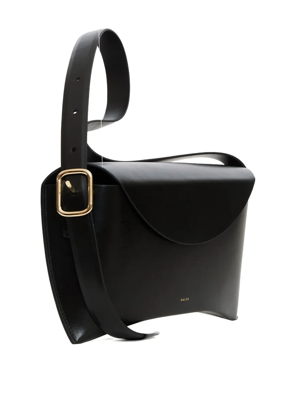 Salce Buckle Aida Leather Satchel In Black