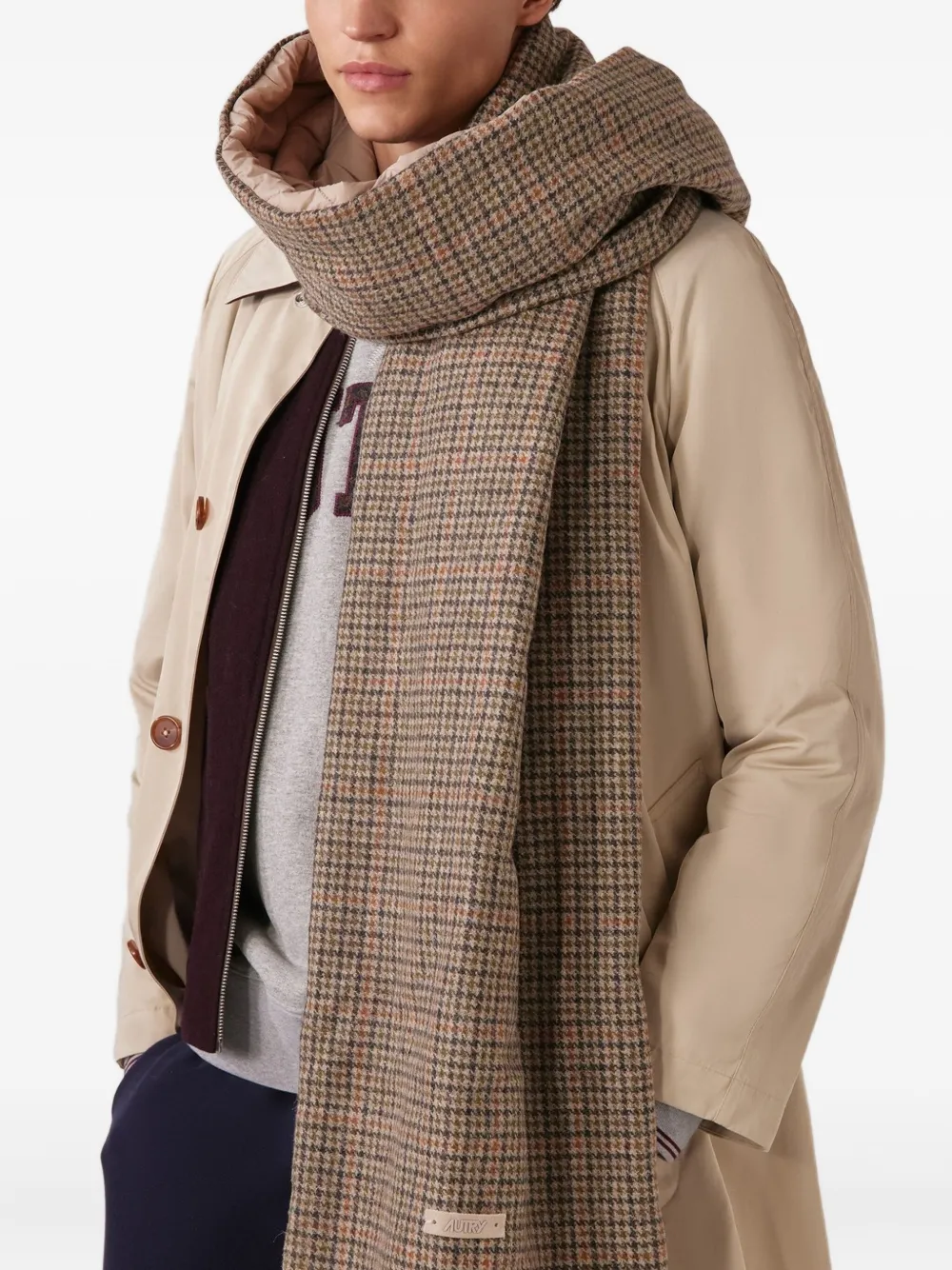 Autry Double-faced Label Scarf In Green