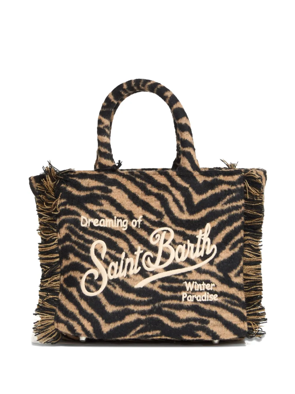 Mc2 Saint Barth Zebra Fringe Vanity Satchel In Black