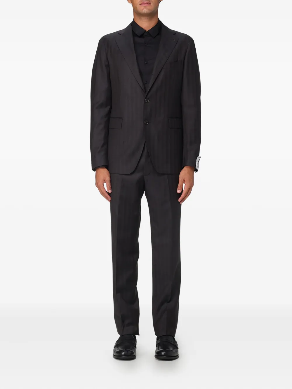 Tagliatore herringbone two-piece suit | Black | Image 1