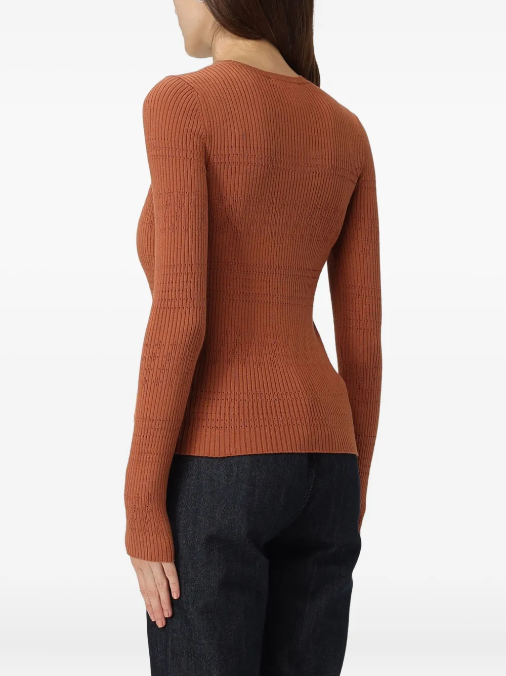 Twinset Ribbed-knit Jumper In Brown
