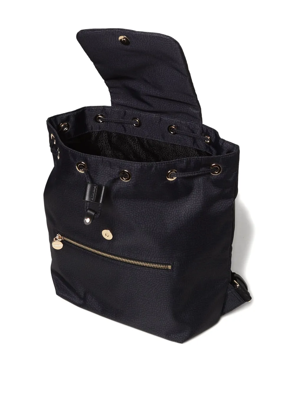Borbonese Flap Zip Rucksack In Black