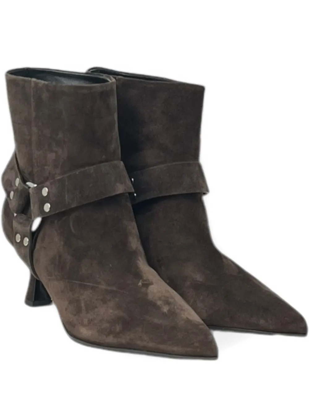 3juin Avril 055 High Heels Ankle Boots In Brown Suede In Brown