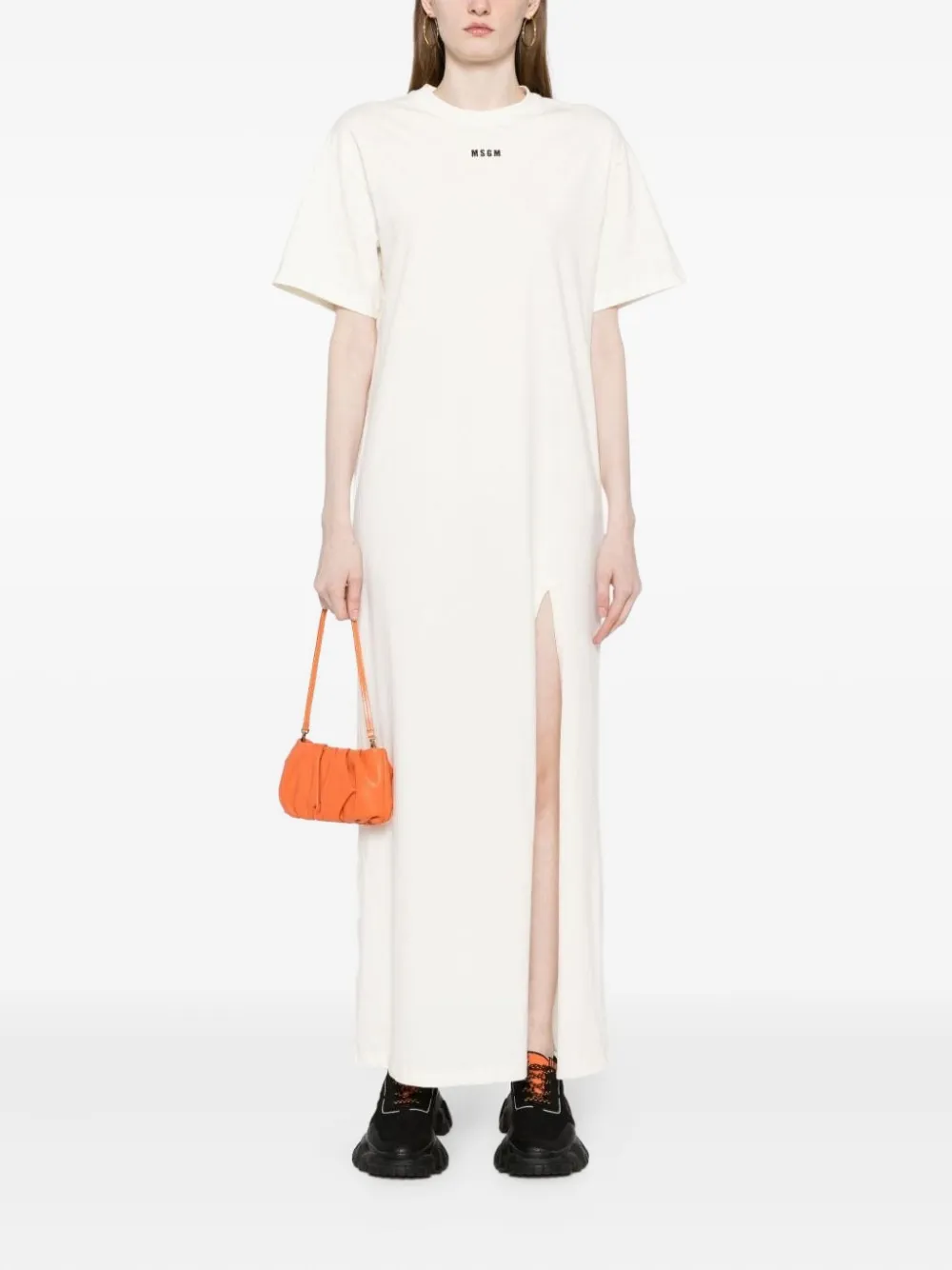 MSGM short-sleeve maxi dress - Wit
