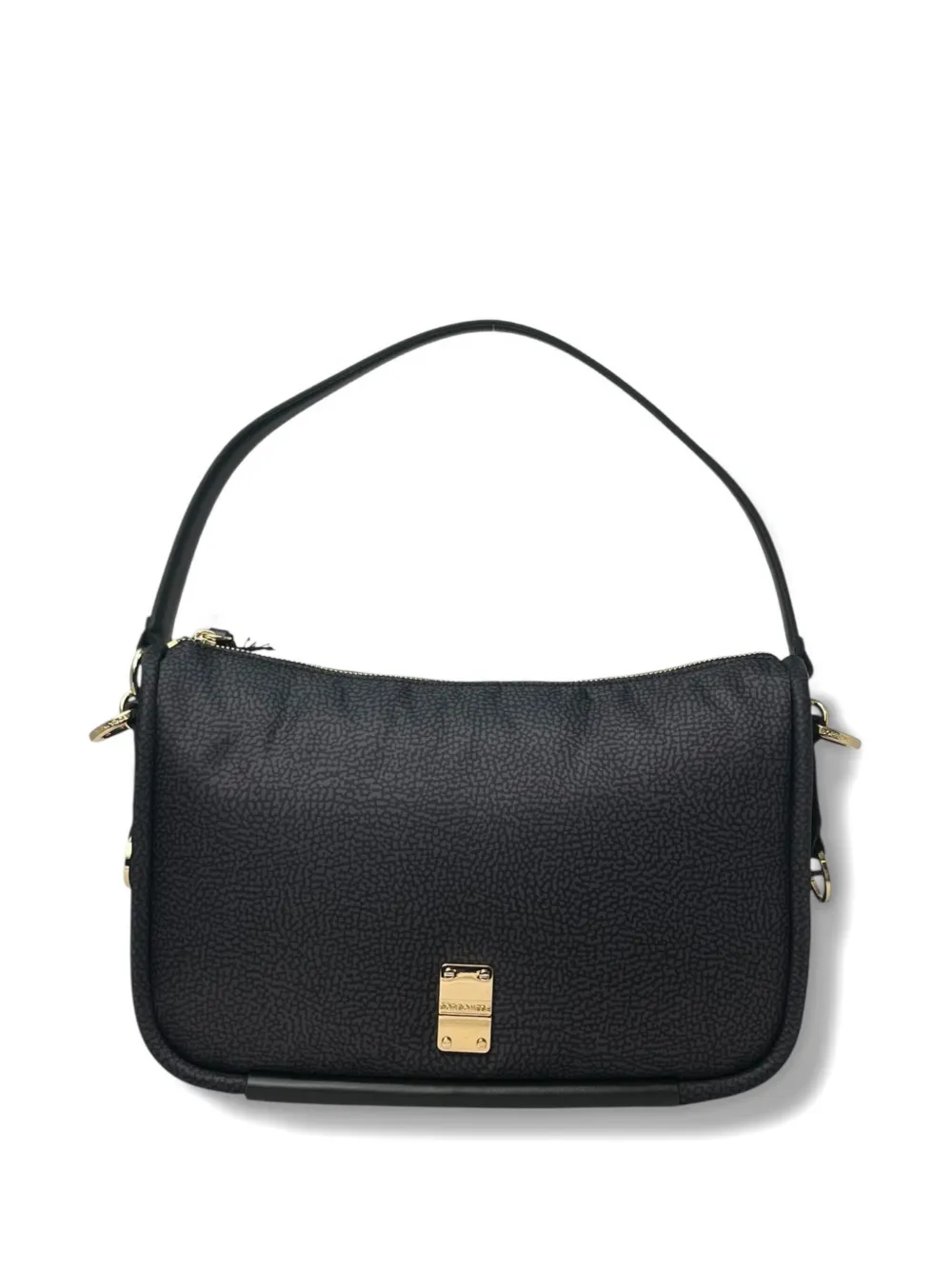 Borbonese Textured Shouder Bag In Black