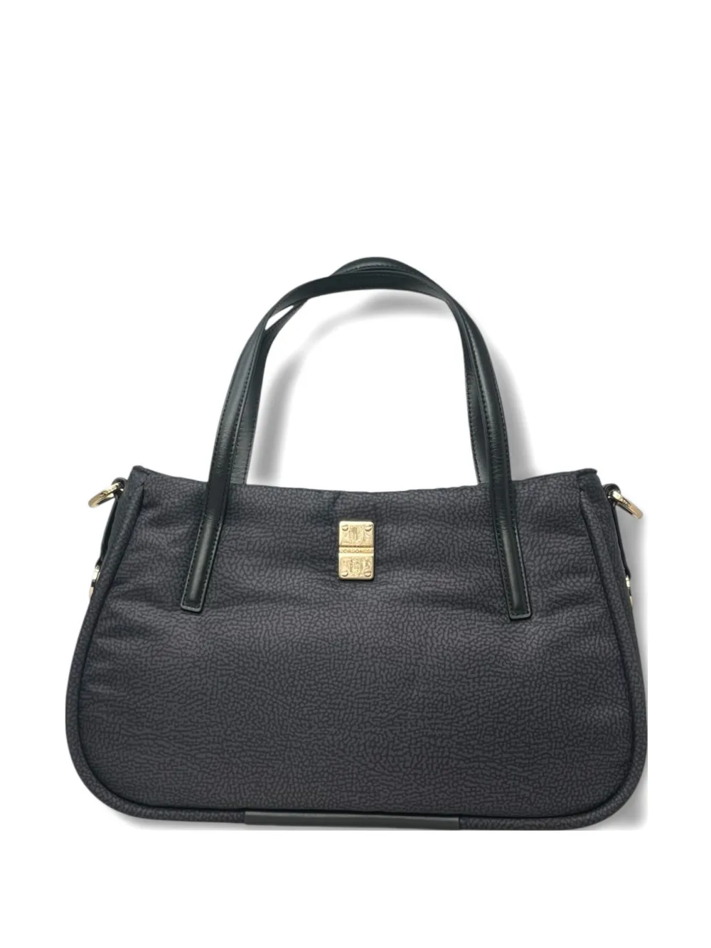 Borbonese Medium Cahier Logo-plaque Tote Bag In Black