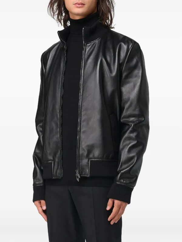 Salvatore Santoro Zip Leather Jacket | Black | FARFETCH MY