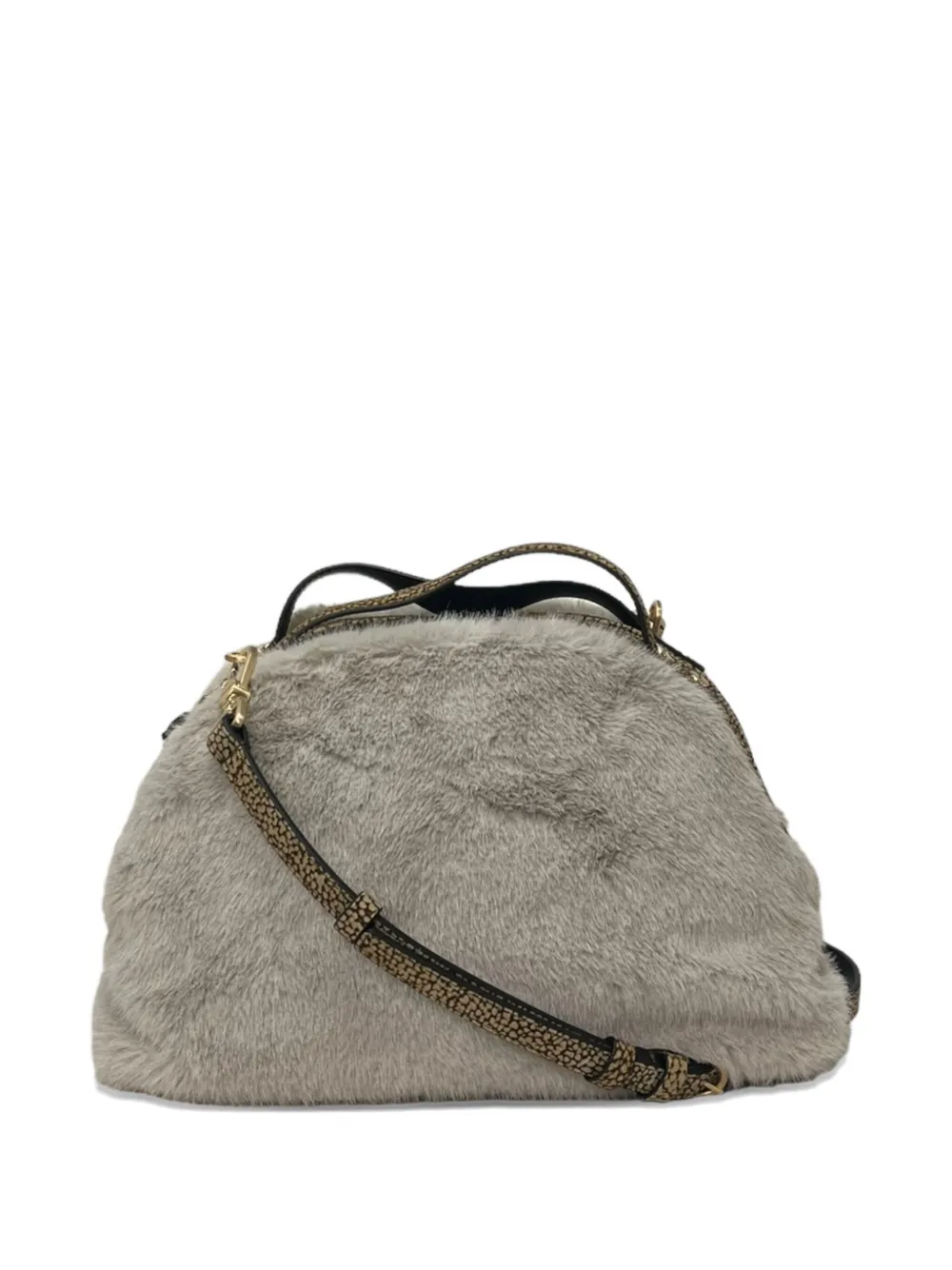 Borbonese Furry Handle Shoulder Bag In Gray