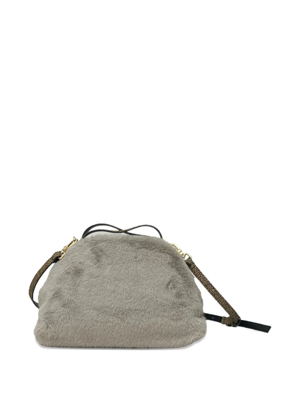 Borbonese Furry Handle Shoulder Bag In Gray
