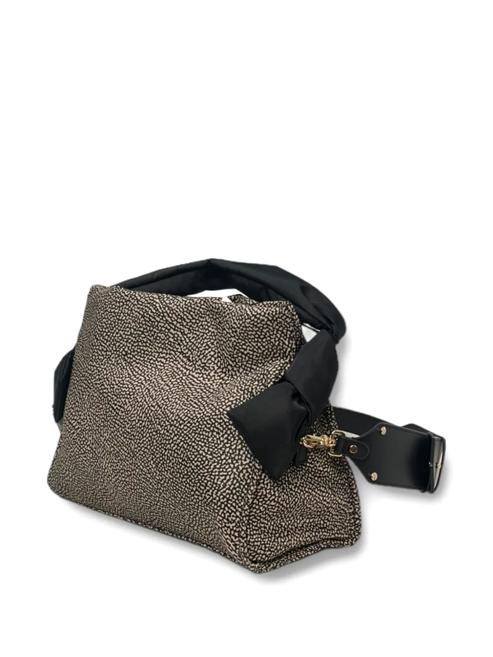 Borbonese Bow Small Shoulder Bag In Gray
