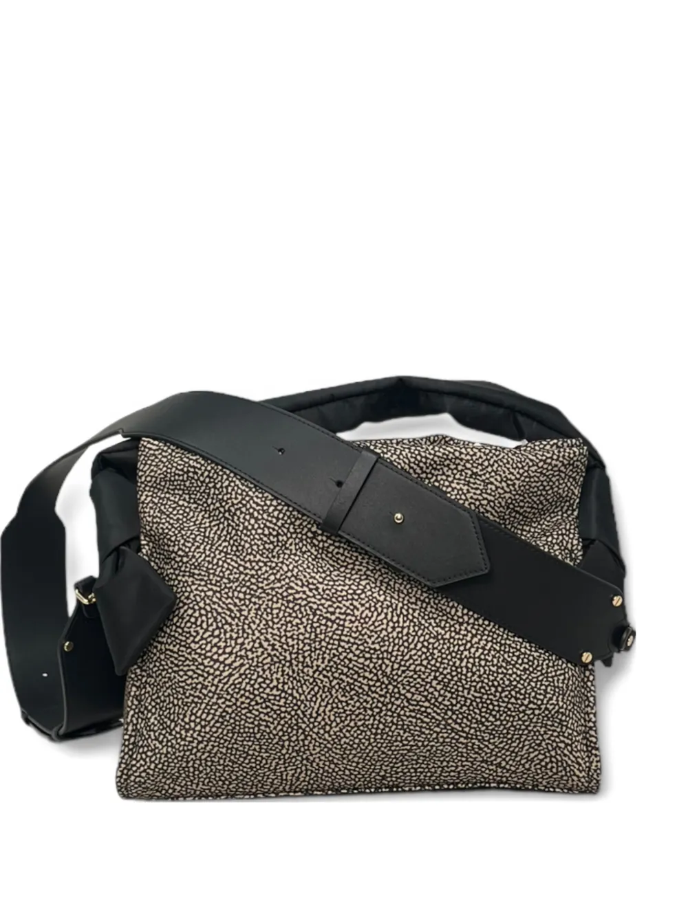 Borbonese Bow Small Shoulder Bag In Gray
