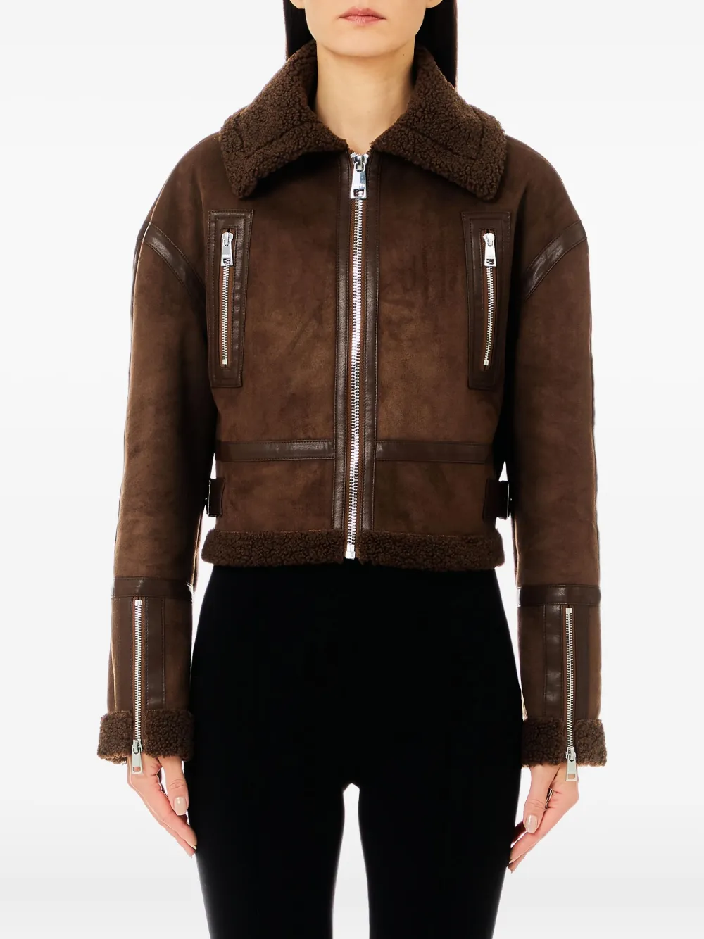 LIU JO zip cropped jacket | Brown | Image 1