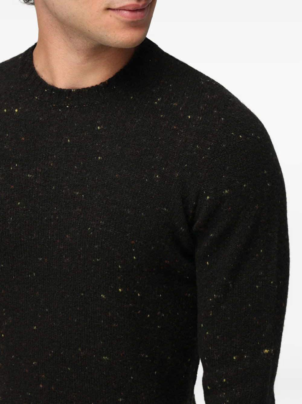 Drumohr Crewneck Speckled Sweater In Black