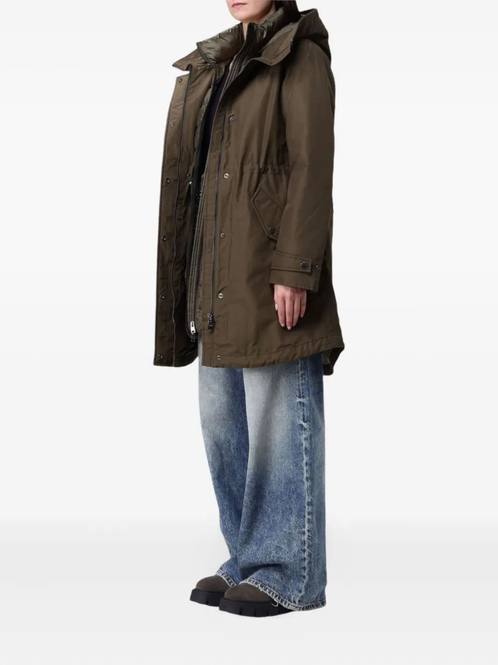 Woolrich Authentic 3 In 1 Hooded Parka In Brown