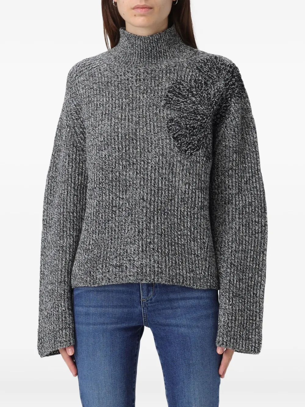 LIU JO flower-appliqué sweater | Grey | Image 1