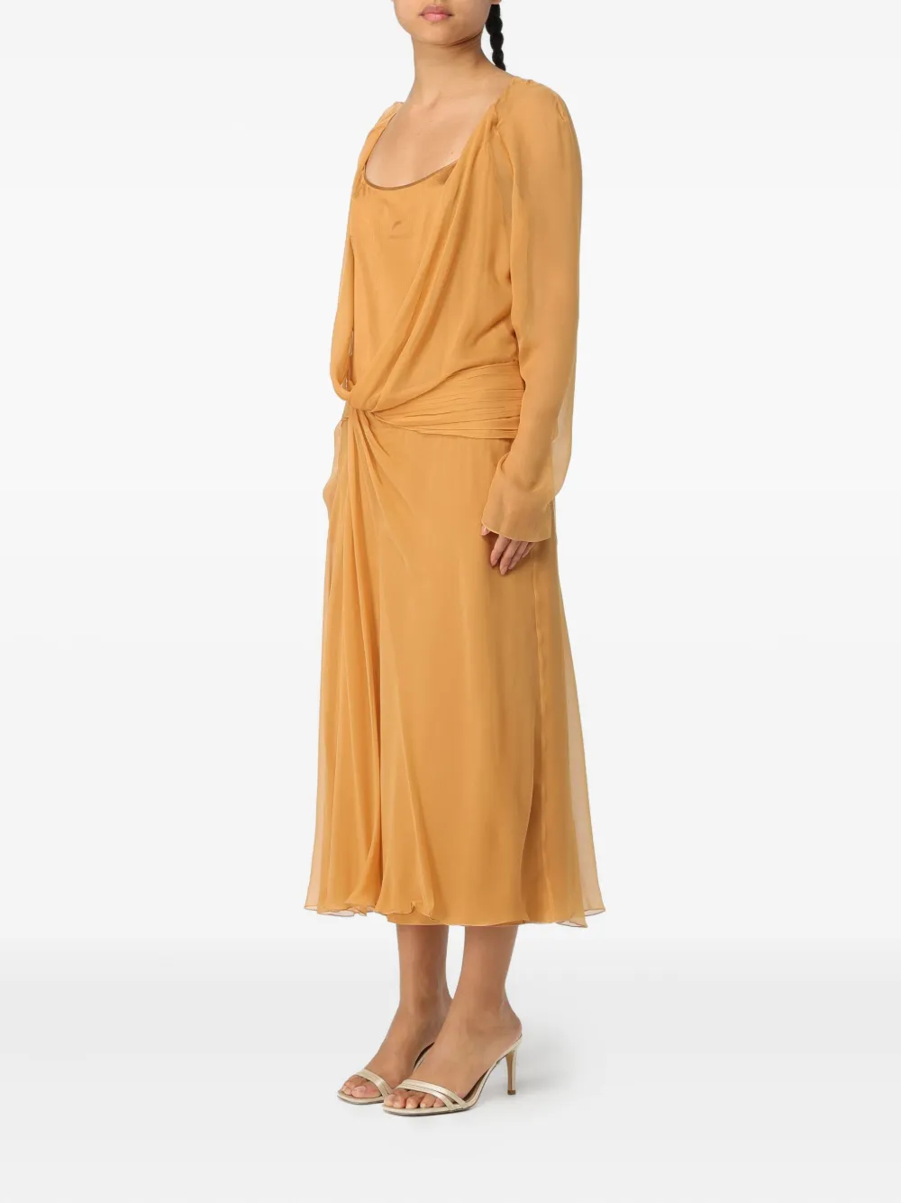 Alberta Ferretti draped chiffon midi dress | Day Dresses | Image 2