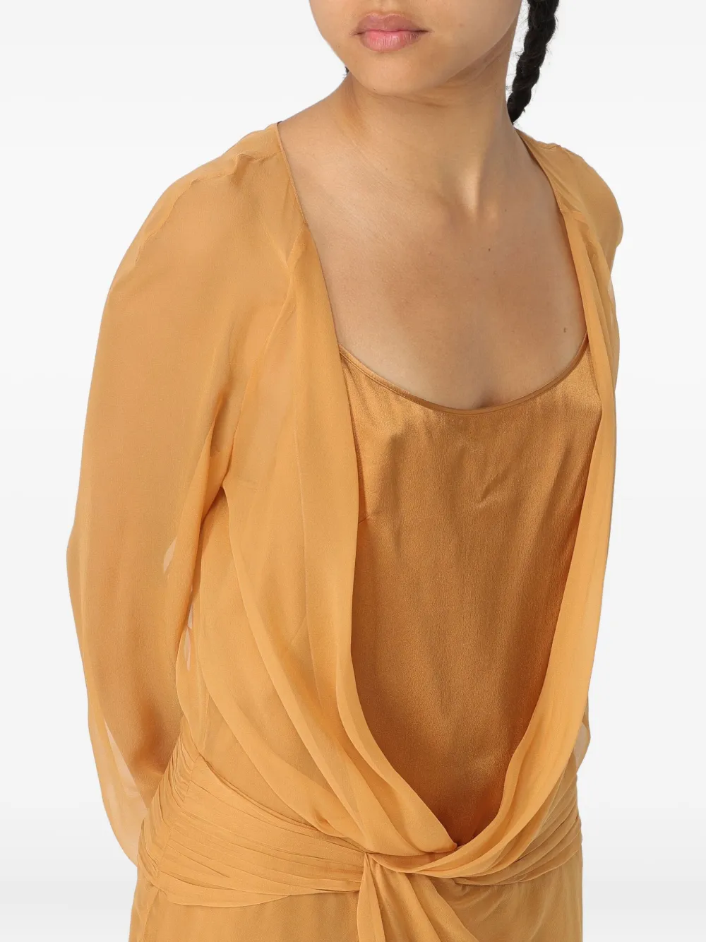 Alberta Ferretti Gedrapeerde chiffon midi-jurk Geel