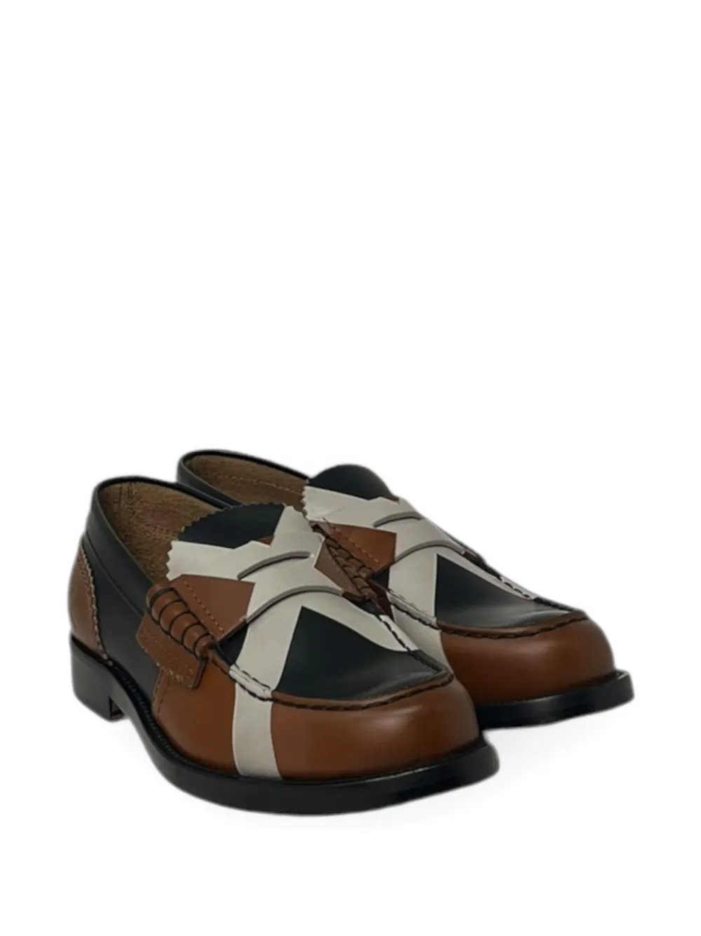 college panelled leather loafers | Image 2