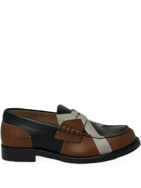 college panelled leather loafers
