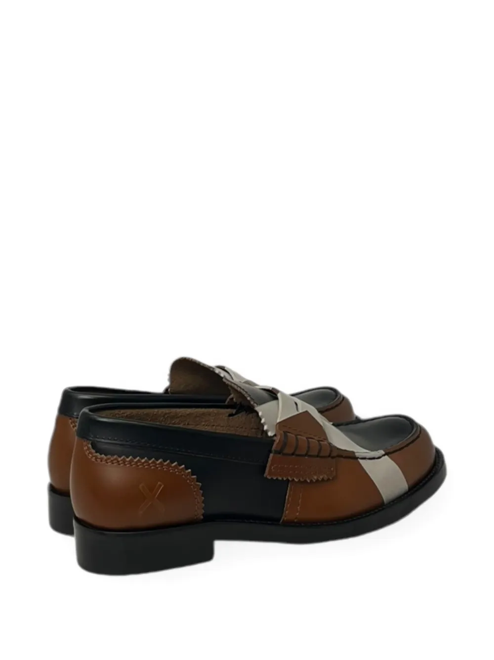 college Leren loafers met vlakken Bruin