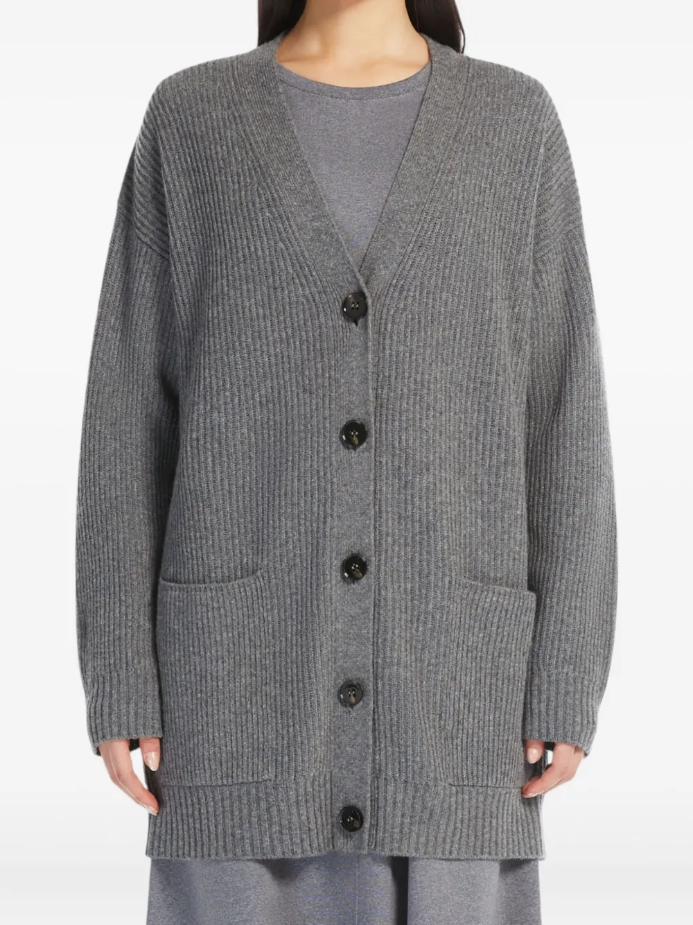 Weekend Max Mara Negus Buttoned Pocket Cardigan In Gray