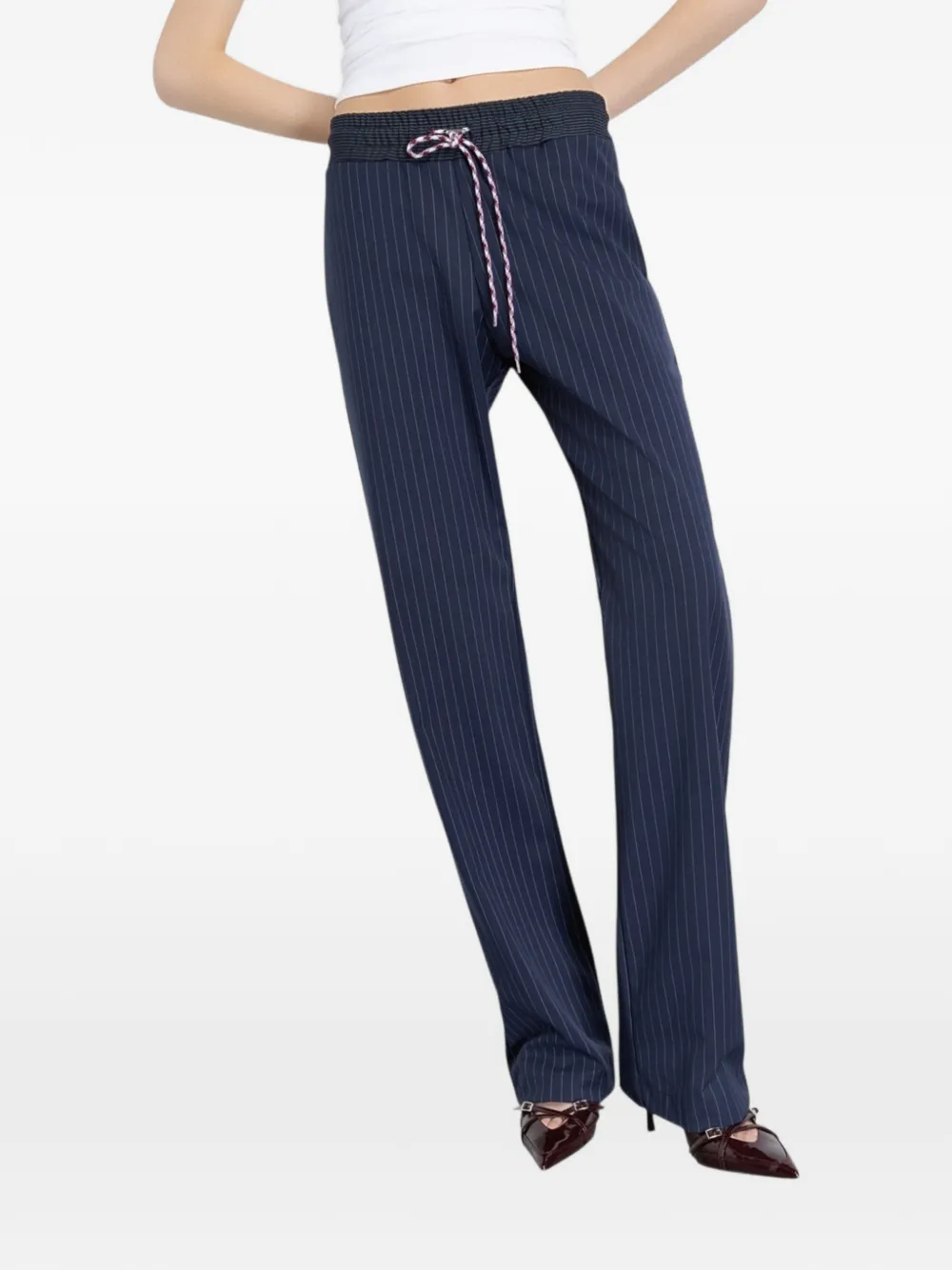 Gaelle pinstripe drawstring trousers - Blu