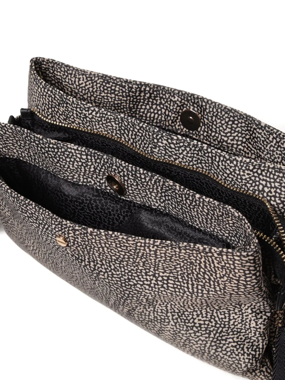 Borbonese Patterned Shoulder Bag In Black
