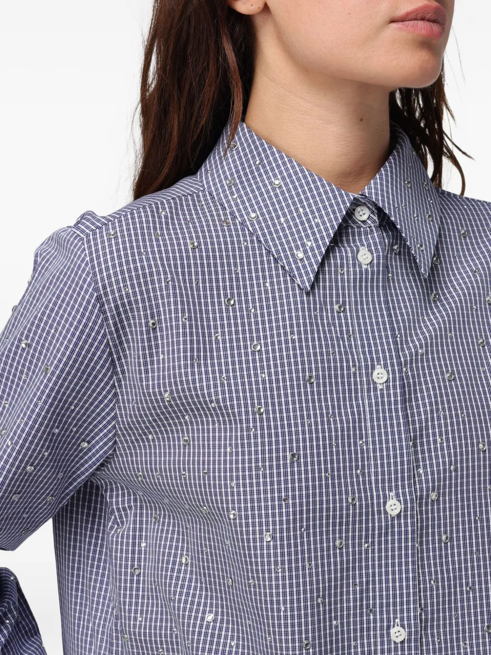 LIU JO Geruite blouse verfraaid met stras Blauw