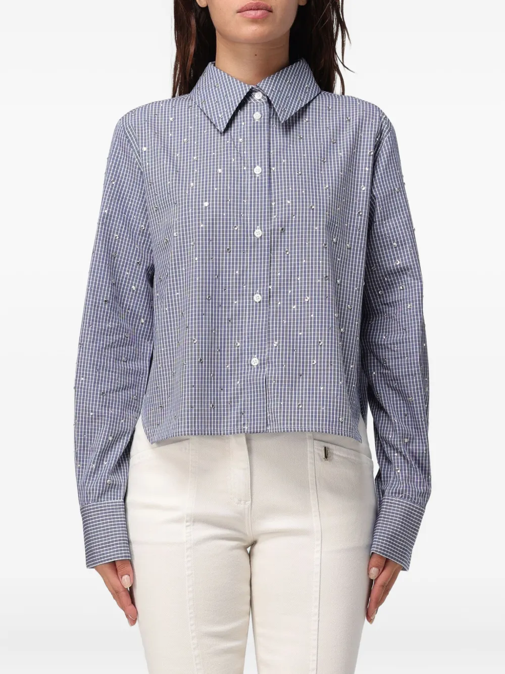 LIU JO camisa a cuadros con detalles de strass | azul | Image 1