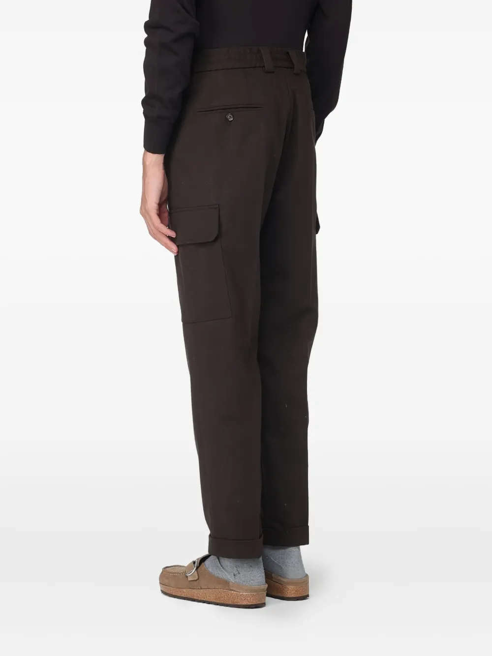 Paolo Pecora Cargo Pleated Trousers In Brown