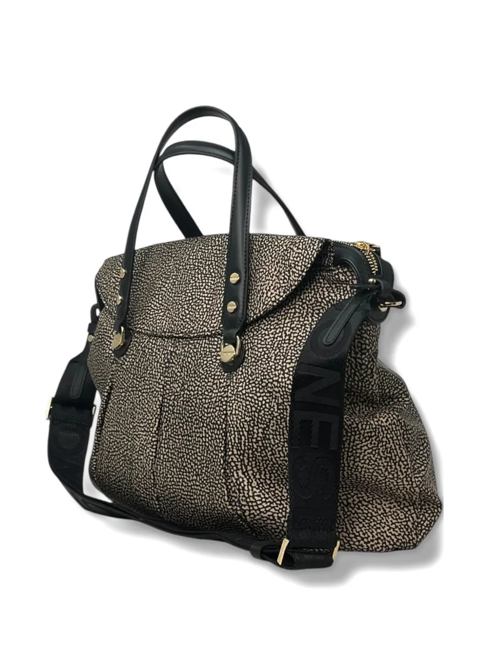Borbonese Large Printed Tote Bag In Black