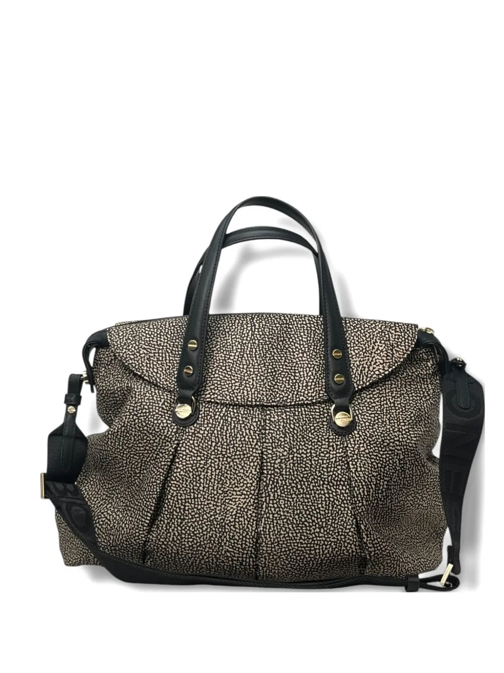 Borbonese Large Printed Tote Bag In Black
