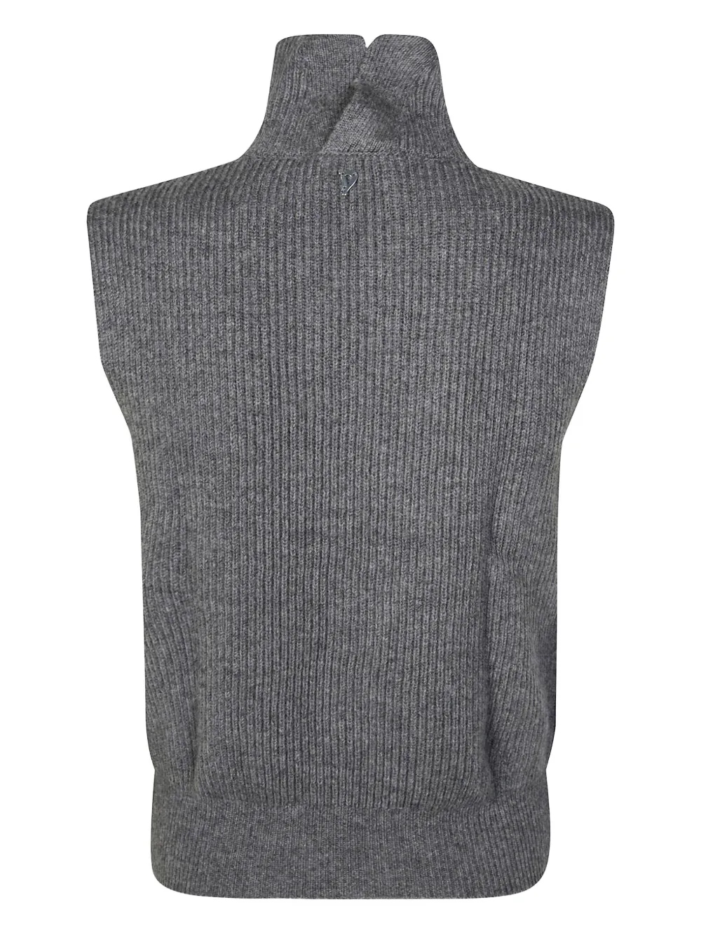 Dondup Fitted Sleeveless Knit Top With High Mock Neck In Gray