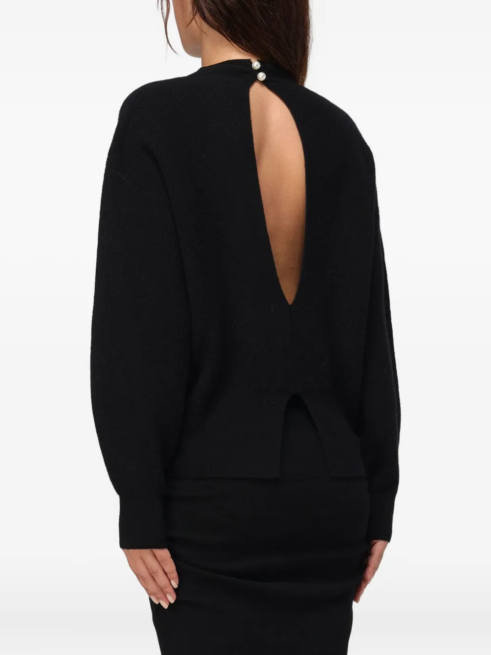 Liu •jo Open-back Pearl-button Top In Black