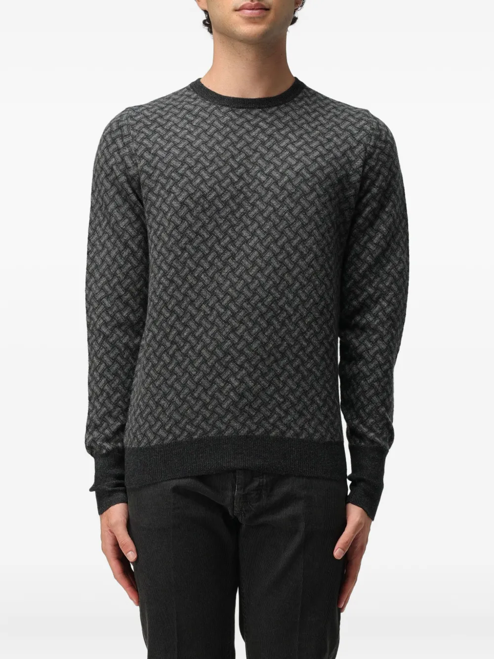 Drumohr patterned crew-neck sweater | Grey | Image 1