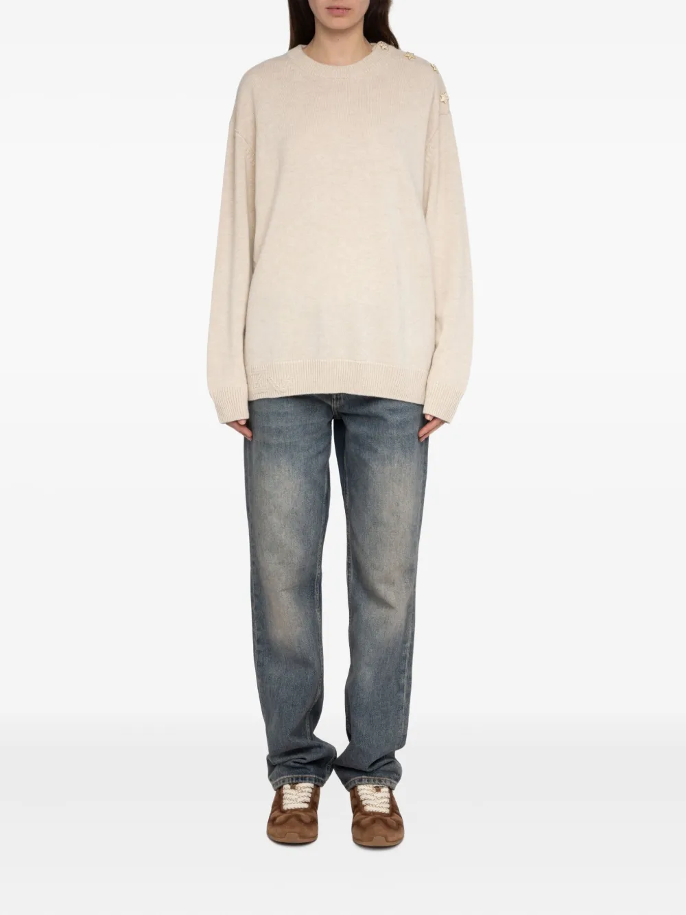 Zadig & Voltaire Swyna Lc Bijoux Star-embellished Sweater In Neutral