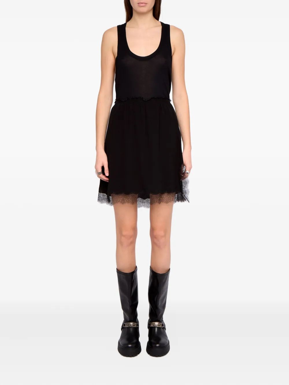 Zadig & Voltaire Jarvisa Lace-trim Mini Skirt In Black