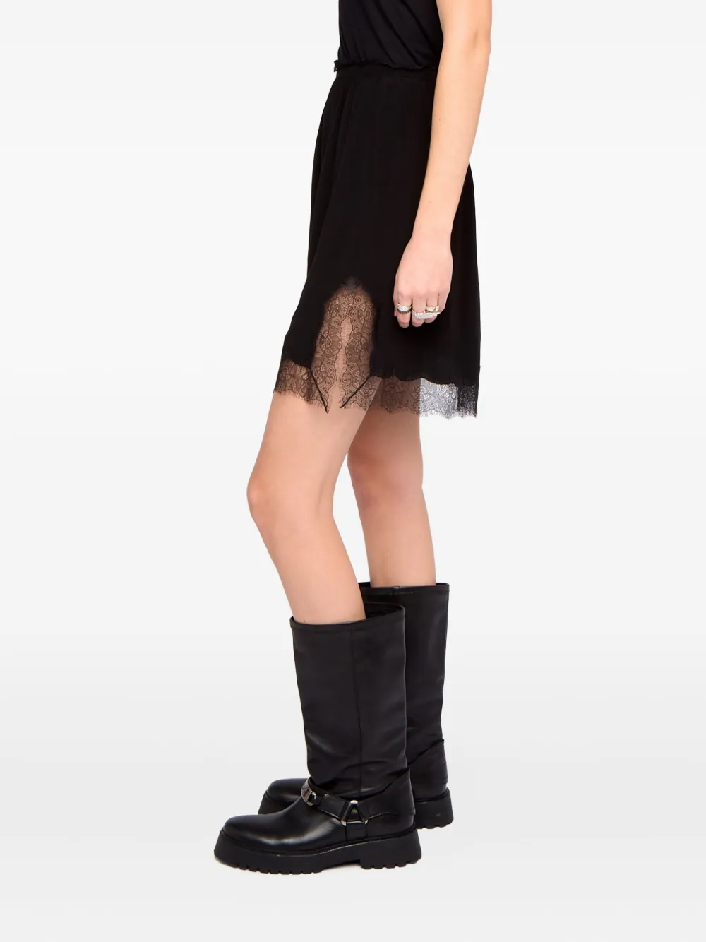 Zadig & Voltaire Jarvisa Lace-trim Mini Skirt In Black