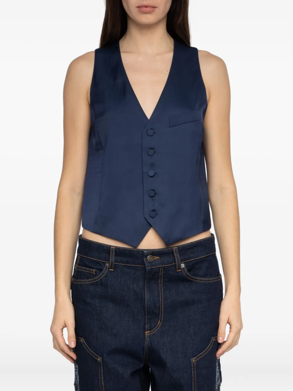 Zadig & Voltaire Emaux Button Waistcoat In Blue